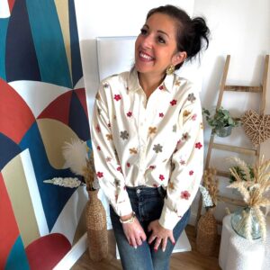 Chemise Crème à Fleurs
