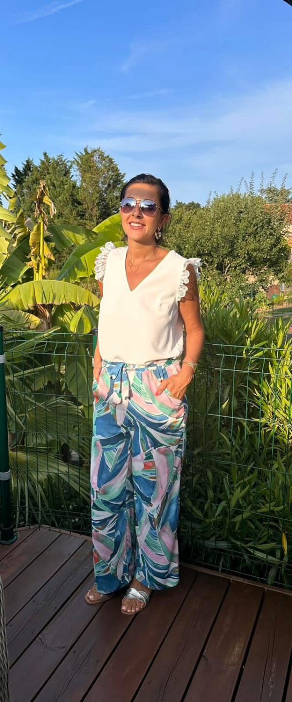 Pantalon Fluide Tropical Pastel – Image 2