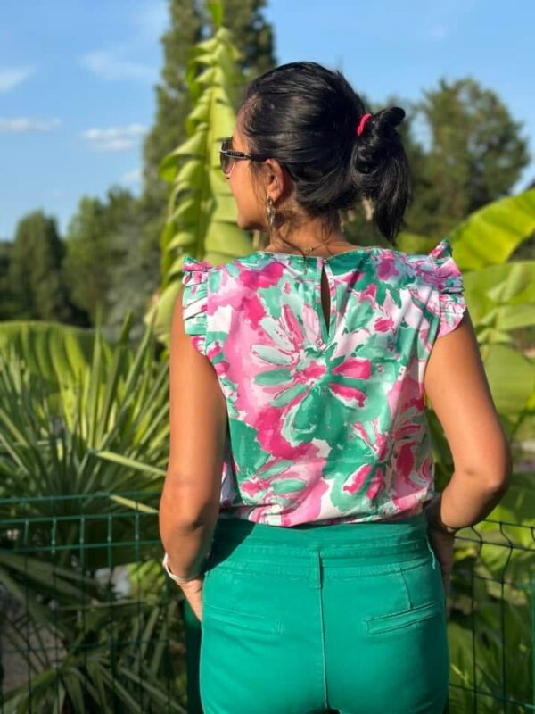 Haut Fleuri Vert & Rose – Image 2