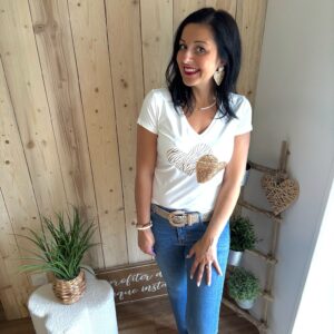 T-shirt Cœurs Dorés