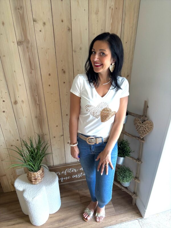 T-shirt Cœurs Dorés