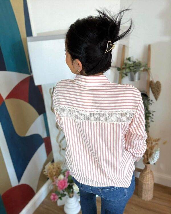 Chemise Rayée à Dentelle – Image 3