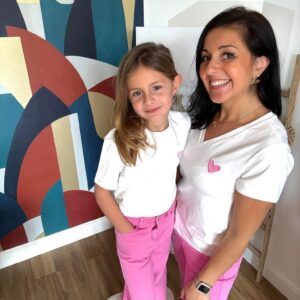 T-shirt blanc "Cœur rose"