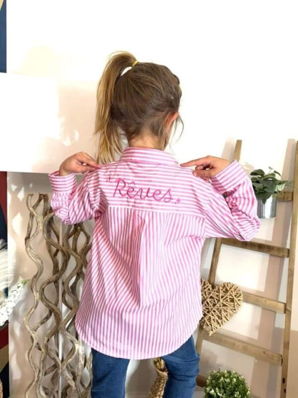 Chemise fille à rayures roses – Image 2