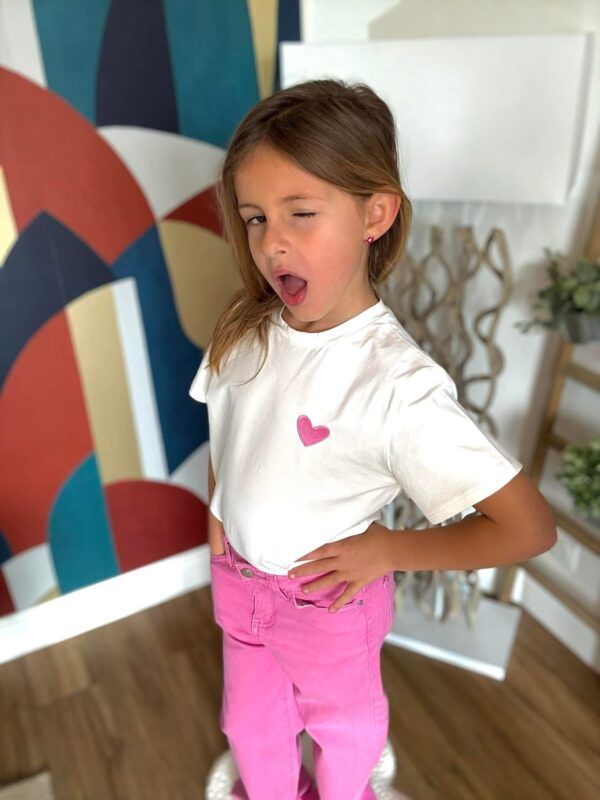 T-shirt blanc "Cœur rose" – Image 2