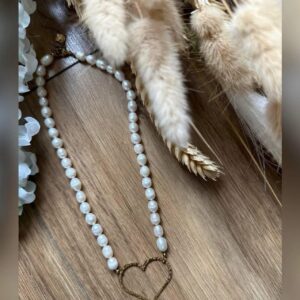 Collier perles & cœur doré