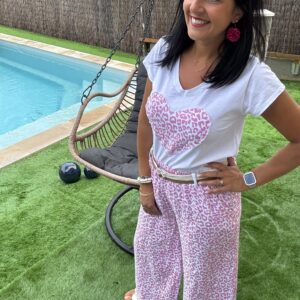 Pantalon fluide léopard - Rose ou Kaki