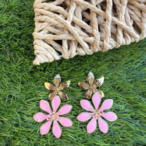 Boucles Fleurs Rose Bonbon