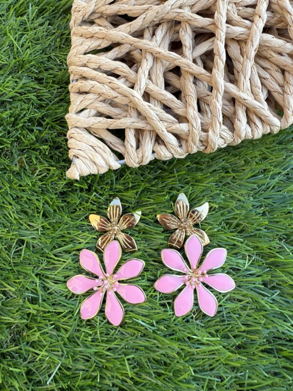 Boucles Fleurs Rose Bonbon