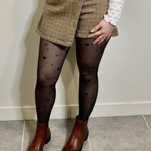 Jupe-short pied-de-poule camel